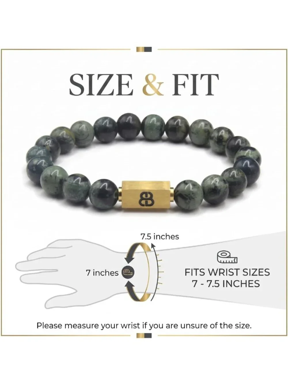 Stylish Dark Green Jade Bead Bracelet for Men - Unique Men's Jewelry Accessory